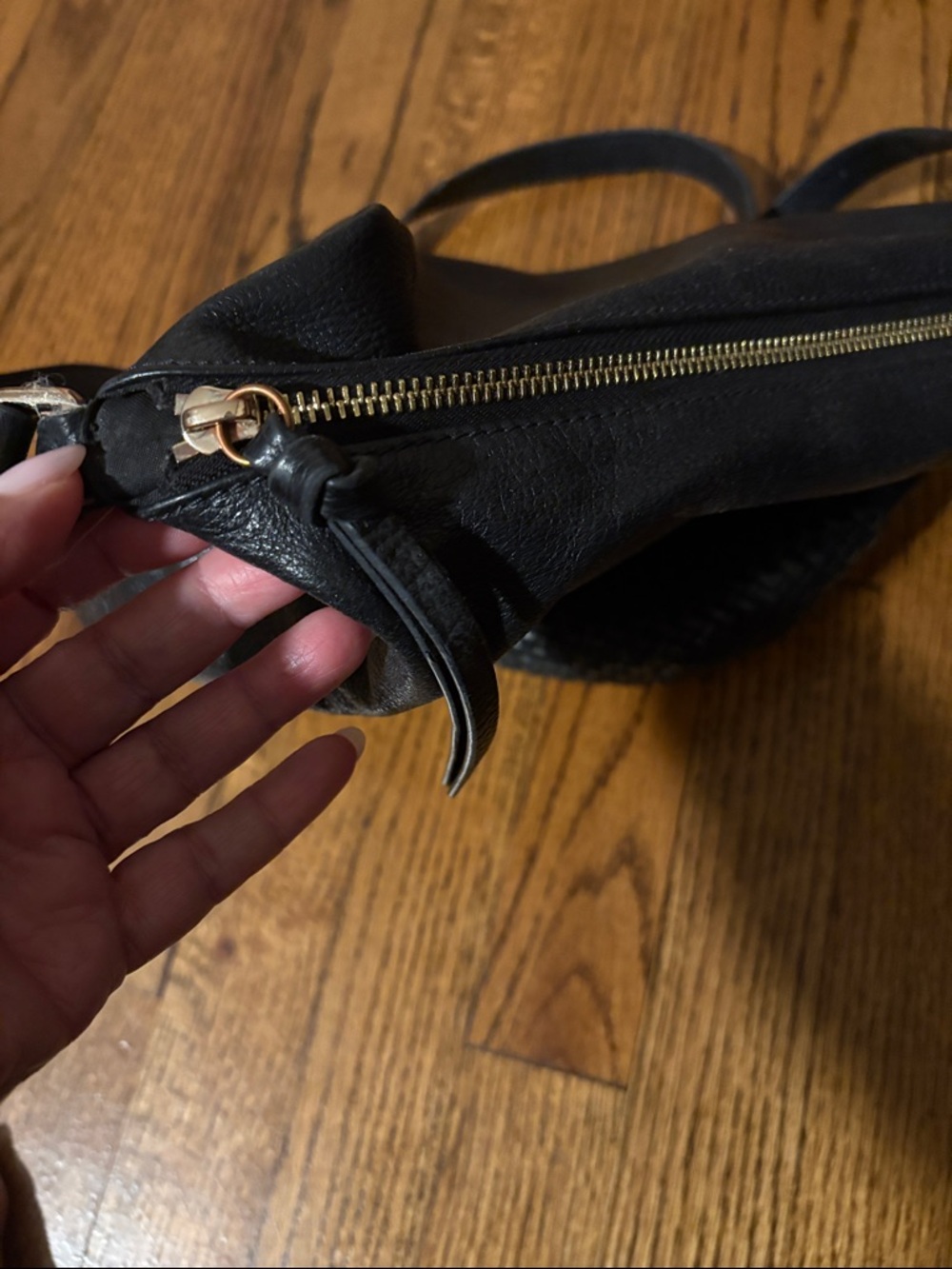 Women's Black Cole Haan Leather Crossbody Bag with Woven Detail - Picture 3 of 6